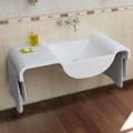 Lavabo sospeso design moderno bianco Onda made in Italy
