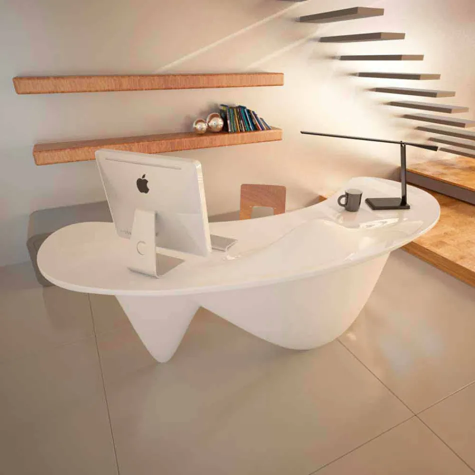Scrivania Arredo Ufficio Sinuous Made in Italy Viadurini