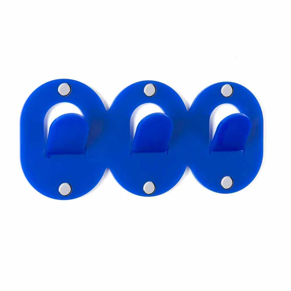 2 Appendiabiti da Parete Triplo in Plexiglass Colorato Design a Clip - Freddie Viadurini
