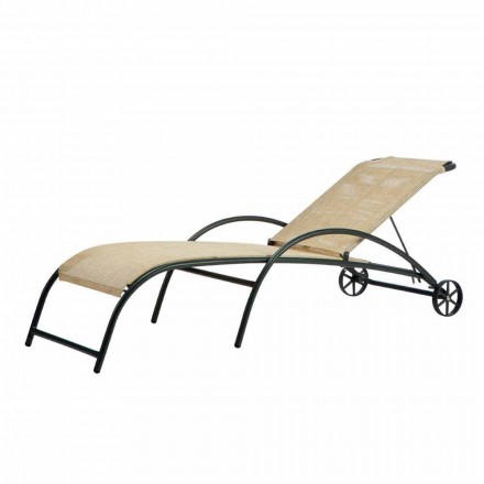 2 Chaise Longue Impilabili da Esterno in Metallo e Tessuto Made in Italy - Perlo Viadurini