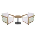 2 Poltrone con Tavolino in Alluminio con Trasferimento Termico Effetto Legno - Camper Viadurini