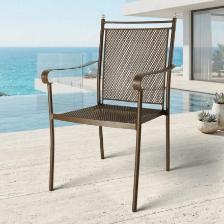 2 Poltrone da Giardino in Metallo dal Design Classico Made in Italy - Solis Viadurini