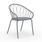 2 Poltrone Impilabili da Giardino in Metallo e Cuscino Made in Italy - Fontana Viadurini