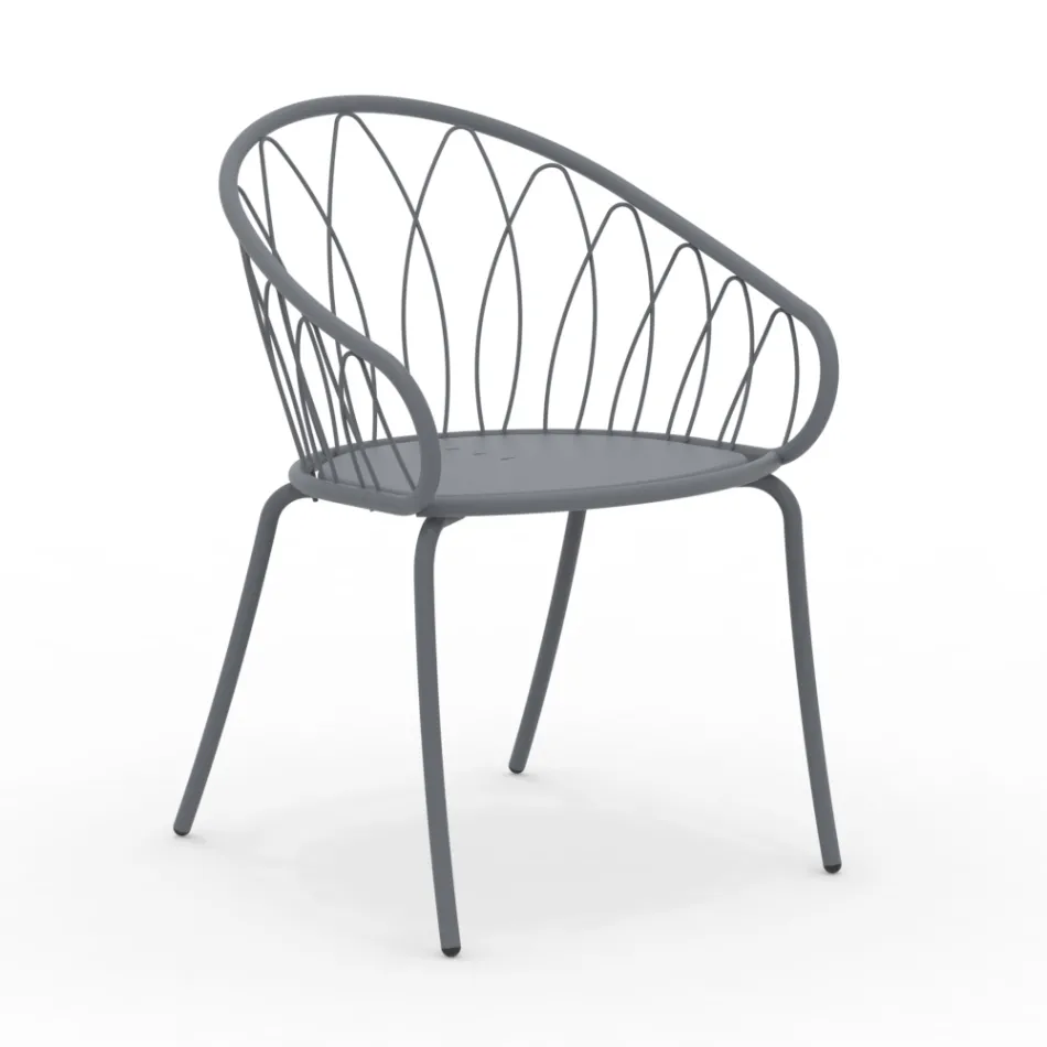 2 Poltrone Impilabili da Giardino in Metallo e Cuscino Made in Italy - Fontana Viadurini