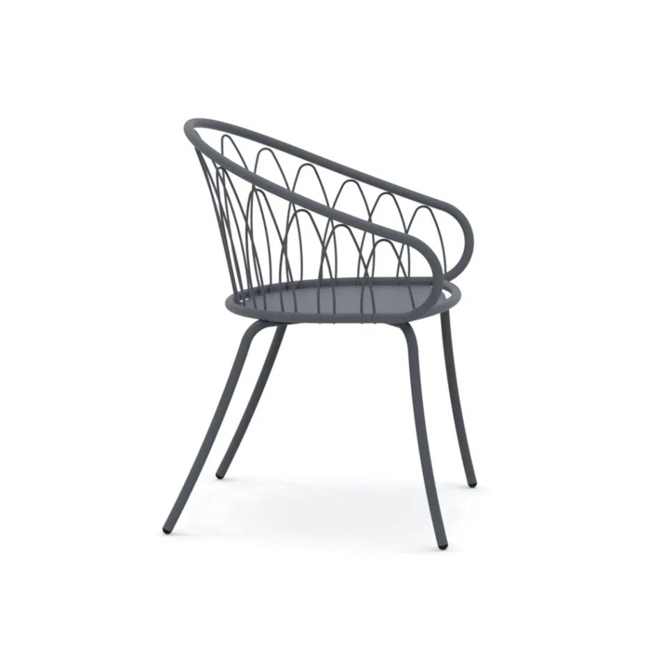2 Poltrone Impilabili da Giardino in Metallo e Cuscino Made in Italy - Fontana Viadurini