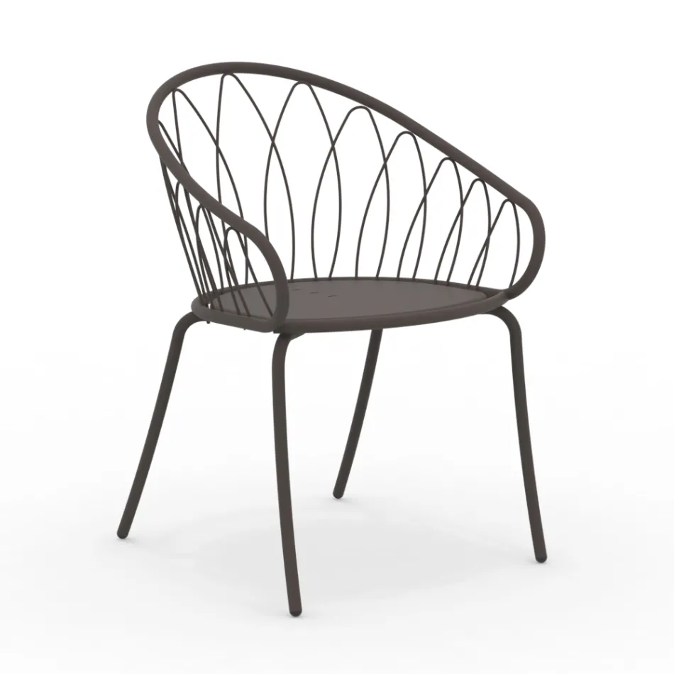 2 Poltrone Impilabili da Giardino in Metallo e Cuscino Made in Italy - Fontana Viadurini