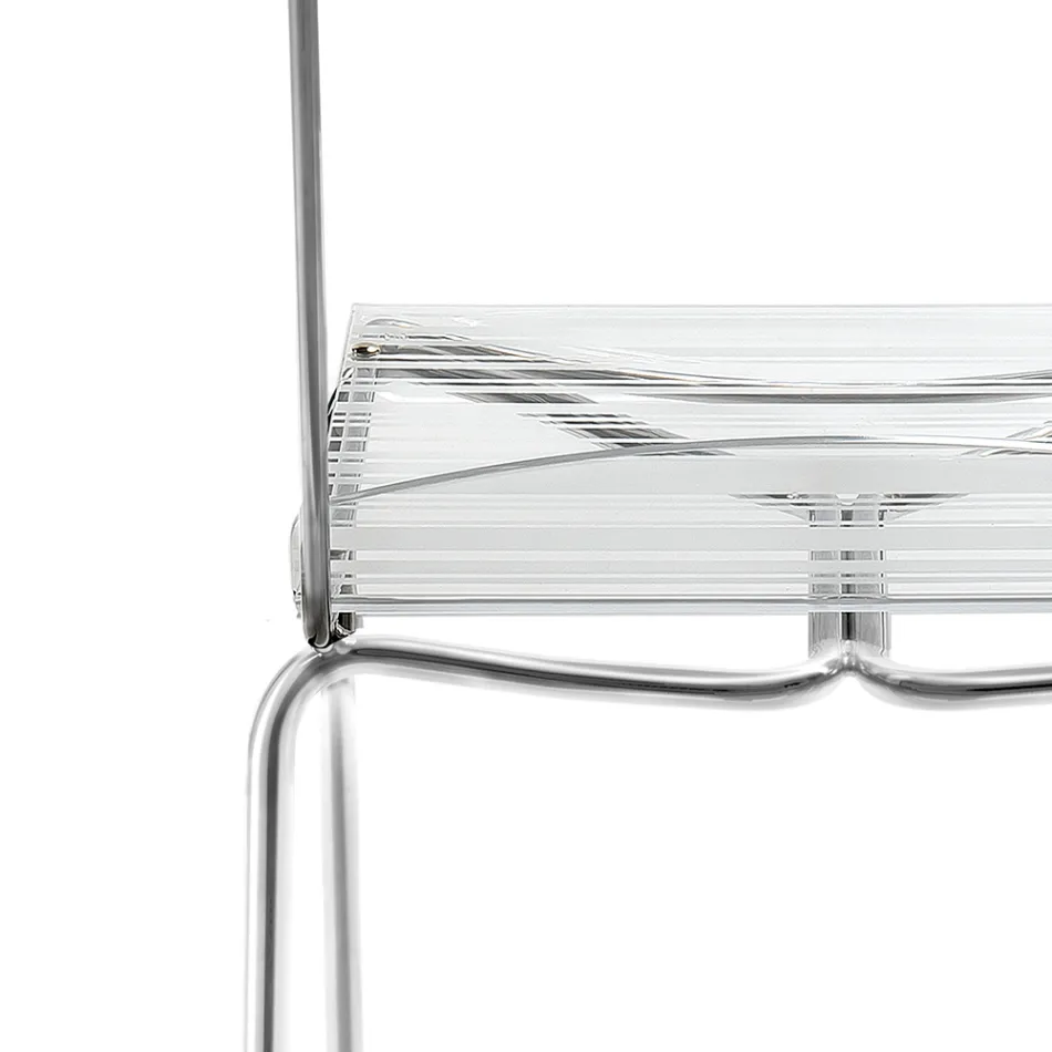 2 Sedie Impilabili in Plexiglass e Ferro Made in Italy - Timon Viadurini
