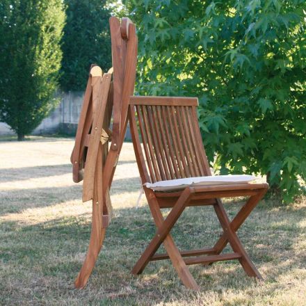 2 Sedie pieghevoli in teak da giardino Viadurini