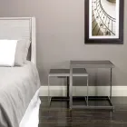 2 tavolini design moderno in acciaio con piano in vetro Bubbi Viadurini