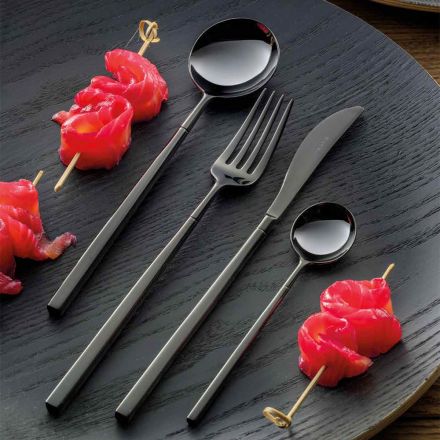 24 Posate in Acciaio Forgiato Lucido di Diverse Finiture Made in Italy - Osaka Viadurini