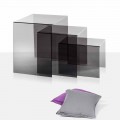 3 tavolini sovrapponibili fumé Amalia, design moderno, made in Italy