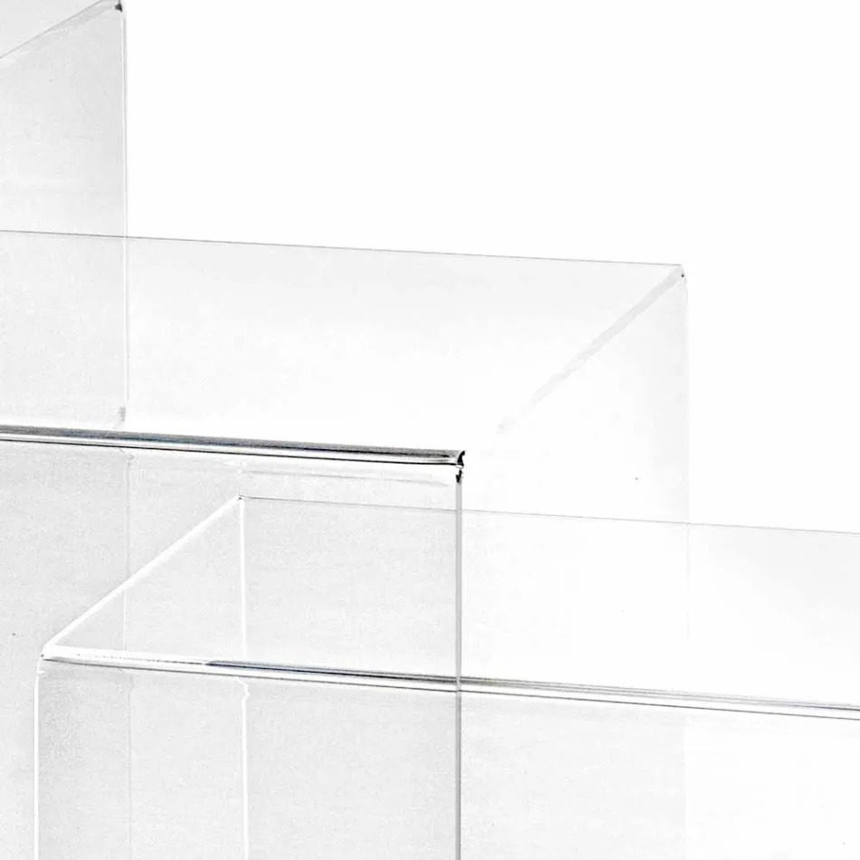 3 tavolini sovrapponibili trasparenti di design Amalia, made in Italy Viadurini