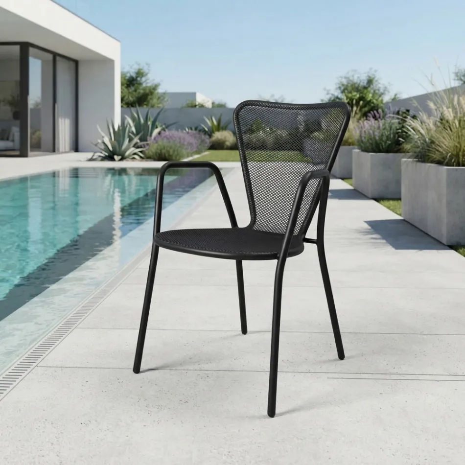 4 Poltrone da Esterno in Metallo dal Design Moderno Made in Italy - Varmo Viadurini