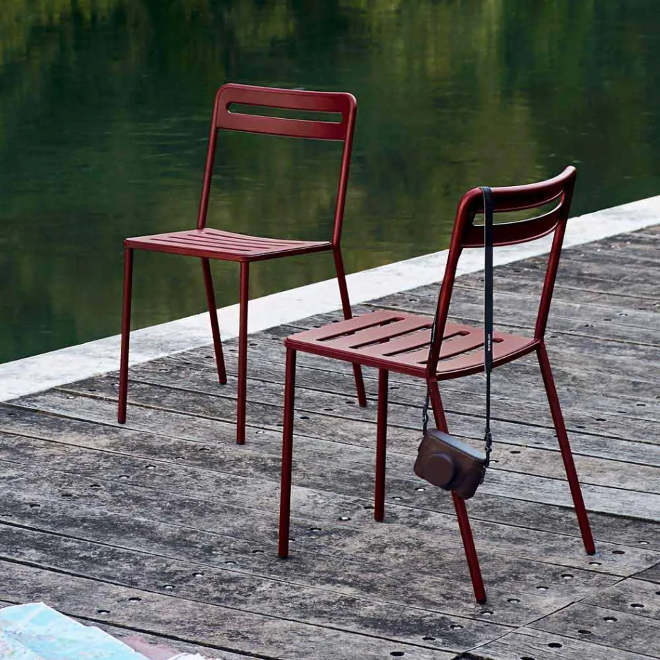 4 Sedie da Esterno in Metallo Impilabili Made in Italy - Yolonda Viadurini