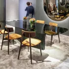 4 Sedie da Pranzo in Legno Massello di Frassino e Tessuto Made in Italy - Sulu Viadurini