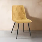 4 Sedie da Pranzo in Tessuto Easy Clean e Gambe in Metallo - Lazio Viadurini