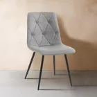 4 Sedie da Pranzo in Tessuto Easy Clean e Gambe in Metallo - Lazio Viadurini