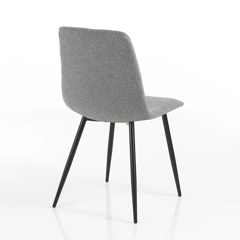 4 Sedie da Pranzo in Tessuto Easy Clean e Gambe in Metallo - Lazio Viadurini