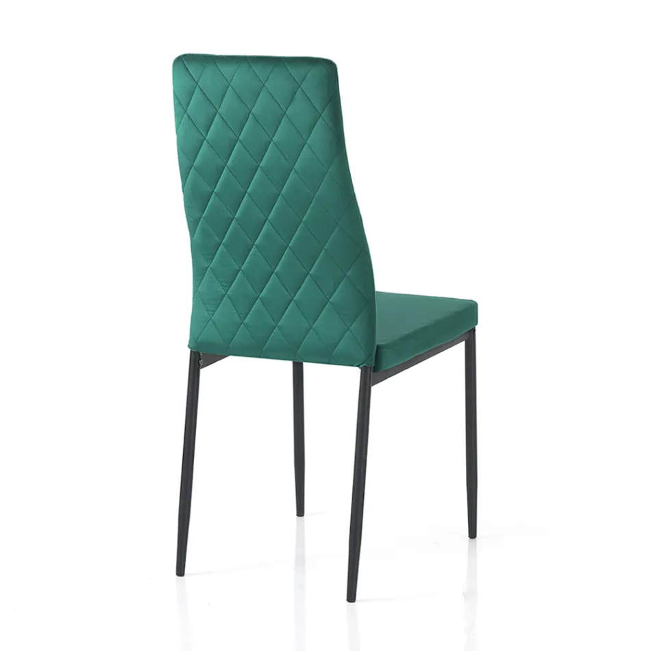 6 Sedie da Soggiorno in Tessuto di Microfibra Effetto Velluto Verde - Calabria Viadurini
