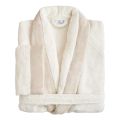 Accappatoio con Collo a Scialle in Spugna di Cotone e Balza in Lino - Mellow