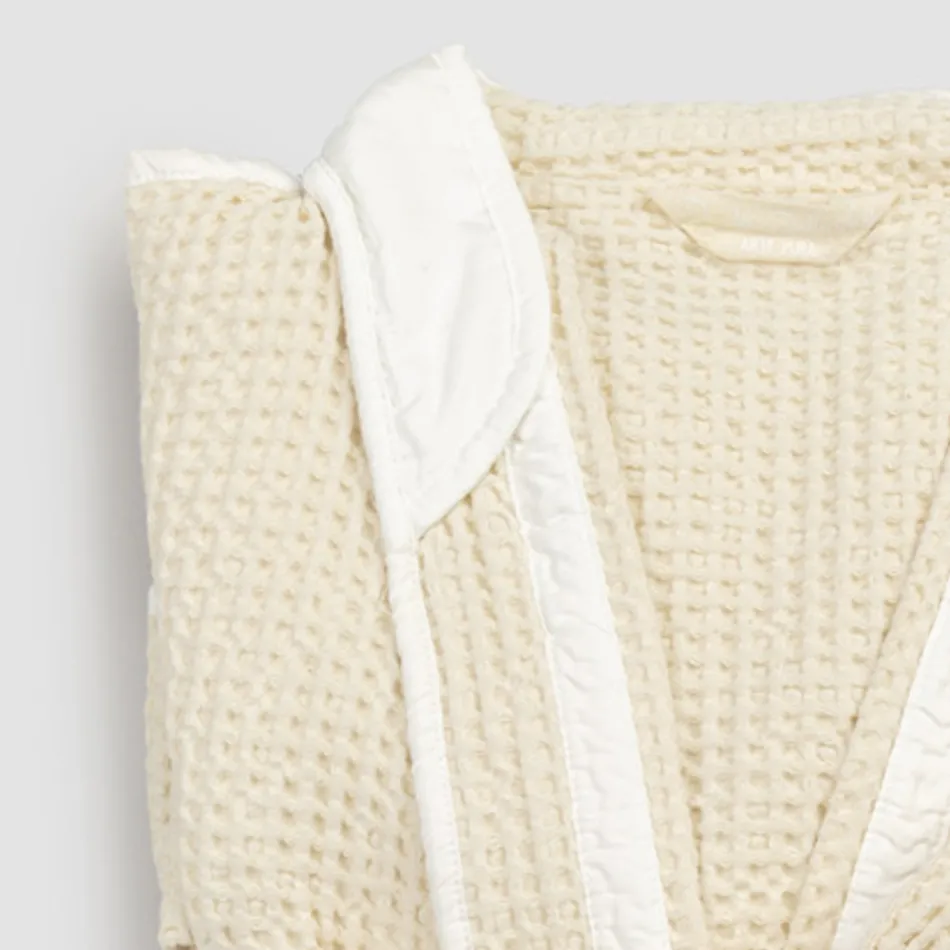 Accappatoio Kimono di Lusso di Lino e Cotone, 2 Finiture Made in Italy - Kleone Viadurini