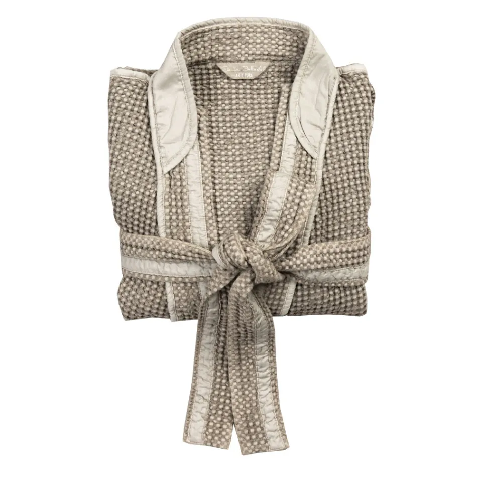 Accappatoio Kimono di Lusso di Lino e Cotone, 2 Finiture Made in Italy - Kleone Viadurini