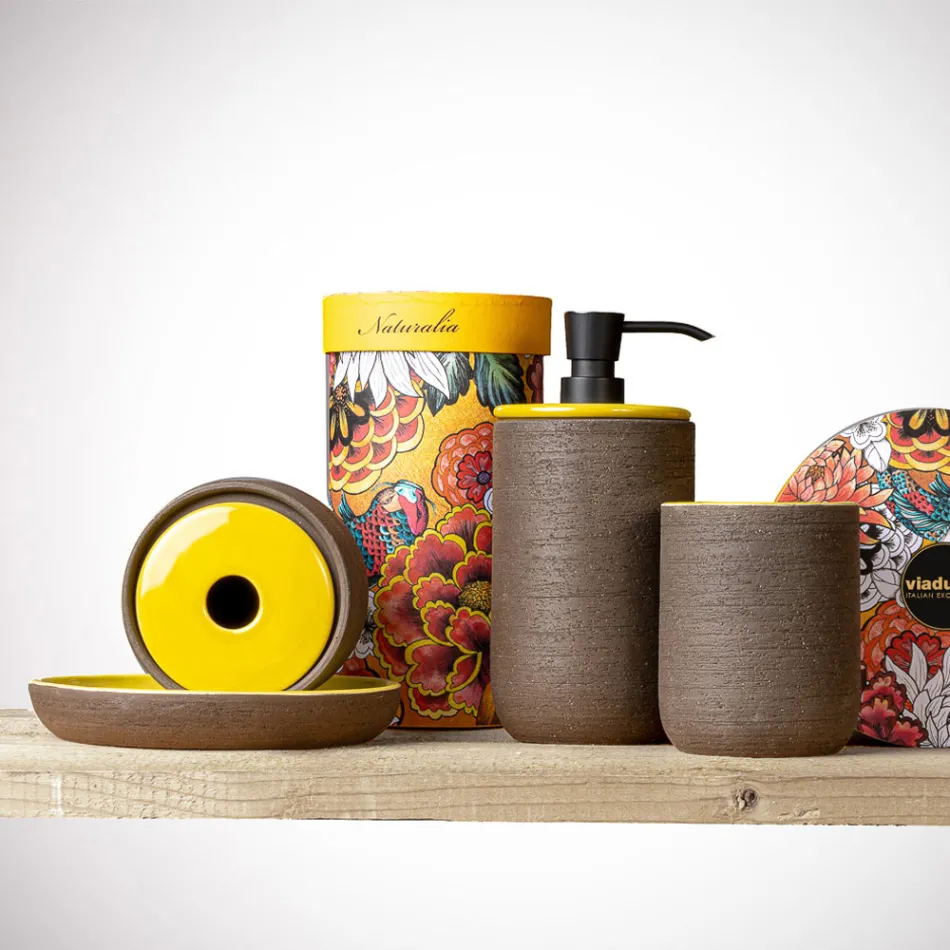 Accessori Bagno in Argilla Refrattaria Gialli Made in Italy - Antonella Viadurini