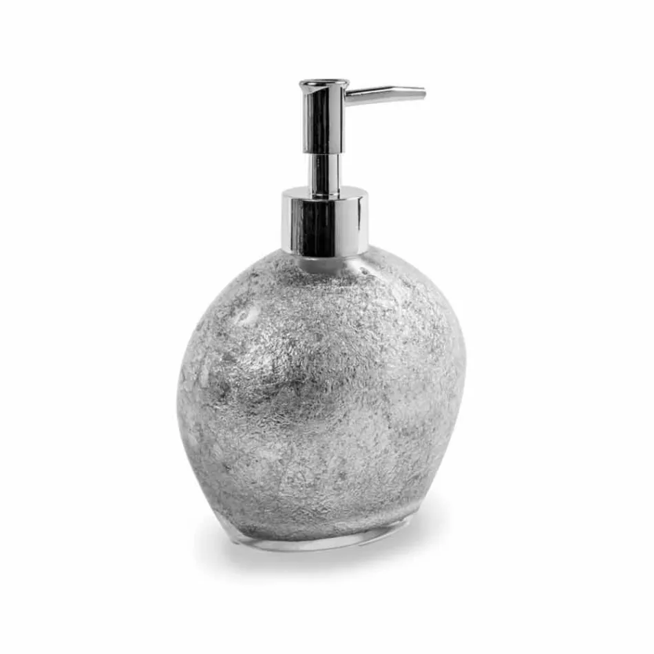 Accessori Bagno in Resina Rivestita in Foglia Argento - Argentino Viadurini