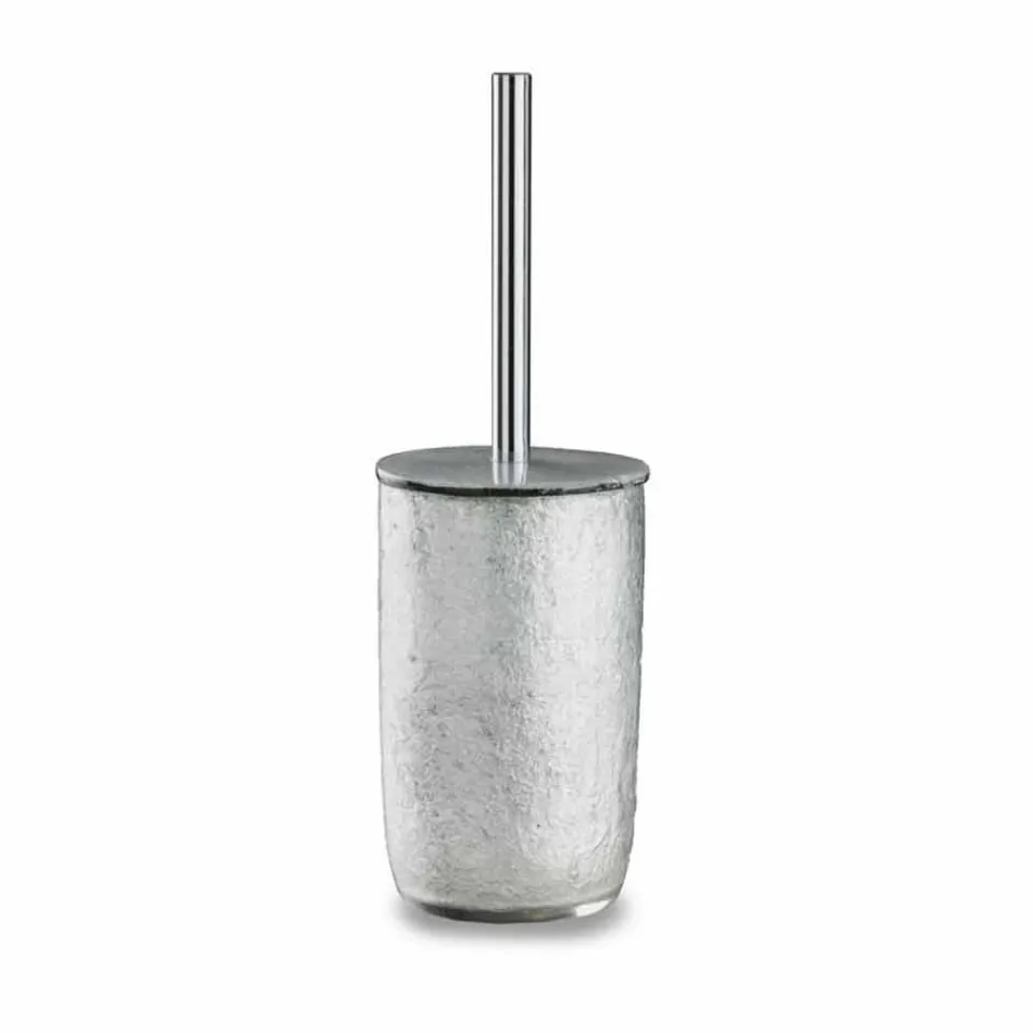 Accessori Bagno in Resina Rivestita in Foglia Argento - Argentino Viadurini