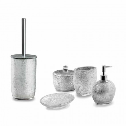 Accessori Bagno in Resina Rivestita in Foglia Argento - Argentino Viadurini