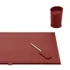 Accessori per Scrivania in Cuoio Rigenerato 5 Pezzi Made in Italy - Aristotele Viadurini