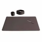 Accessori per Scrivania in Cuoio Rigenerato da 4 Pezzi Made in Italy - Ebe Viadurini