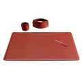 Accessori per Scrivania da Ufficio in Cuoio, 4 Pezzi, Made in Italy - Ebe