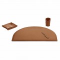 Accessori Ufficio per Scrivania in Cuoio Rigenerato, Made in Italy- Medea