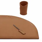 Accessori per Scrivania in Cuoio Rigenerato da 4 Pezzi Made in Italy - Medea Viadurini
