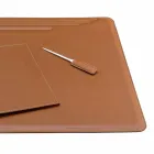 Accessori per Scrivania in Cuoio Rigenerato da 5 Pezzi Made in Italy - Ebe Viadurini