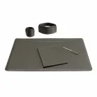 Accessori per Scrivania in Cuoio Rigenerato da 5 Pezzi Made in Italy - Ebe Viadurini