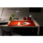 Accessori per Scrivania in Cuoio Rigenerato da 5 Pezzi Made in Italy - Ebe Viadurini