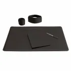 Accessori per Scrivania in Cuoio Rigenerato da 5 Pezzi Made in Italy - Ebe Viadurini