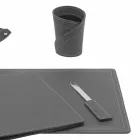 Accessori Scrivania in Cuoio Rigenerato da 5 Pezzi Made in Italy  - Ascanio Viadurini