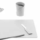 Accessori Scrivania in Cuoio Rigenerato da 5 Pezzi Made in Italy  - Ascanio Viadurini