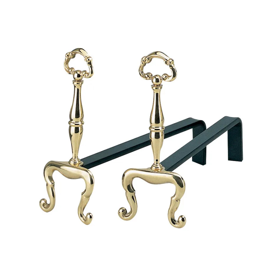 Alari Camino Altezza 32 cm in Ottone Made in Italy - Panda Viadurini