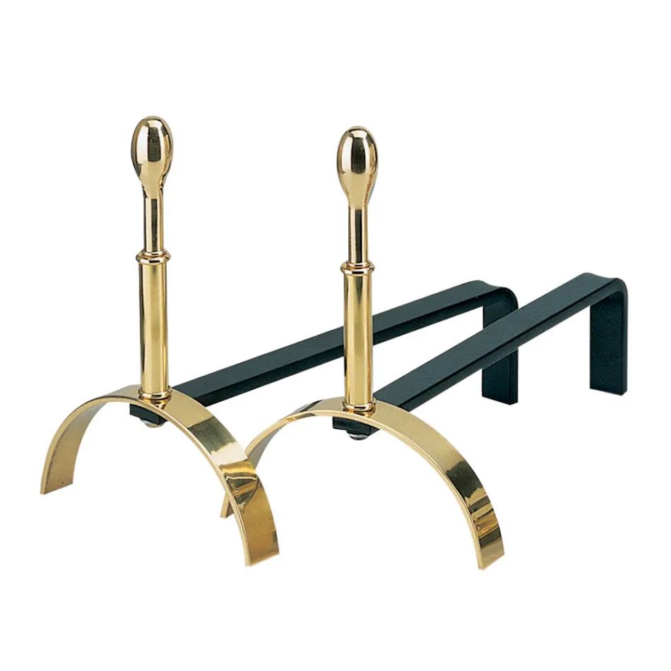 Alari per il Camino in Ottone Altezza 30 cm Made in Italy - Lupo Viadurini