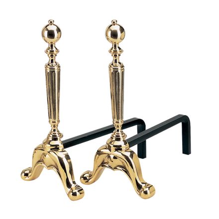 Alari per il Camino in Ottone Altezza 39 cm Made in Italy - Volpe Viadurini