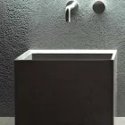 Alto Lavabo Quadrato in Pietra di Design Moderno da Appoggio - Farartlav1 Viadurini