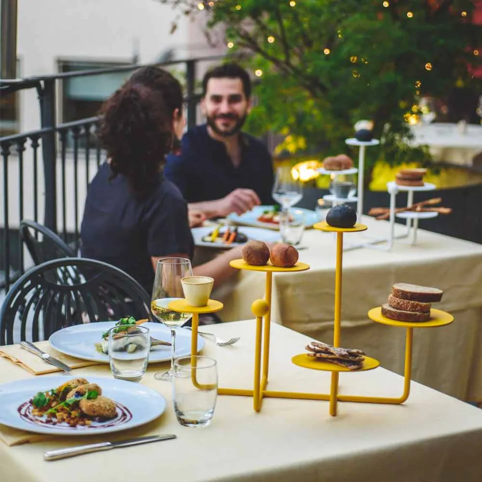 Alzatina per Dolci di Design in Acciaio Verniciato Made in Italy - Pennellope Viadurini