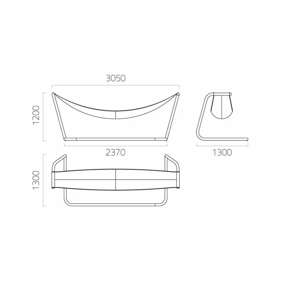 Amaca in Acciaio e Rete Nera da Giardino di Design Made in Italy - Cumberland Viadurini