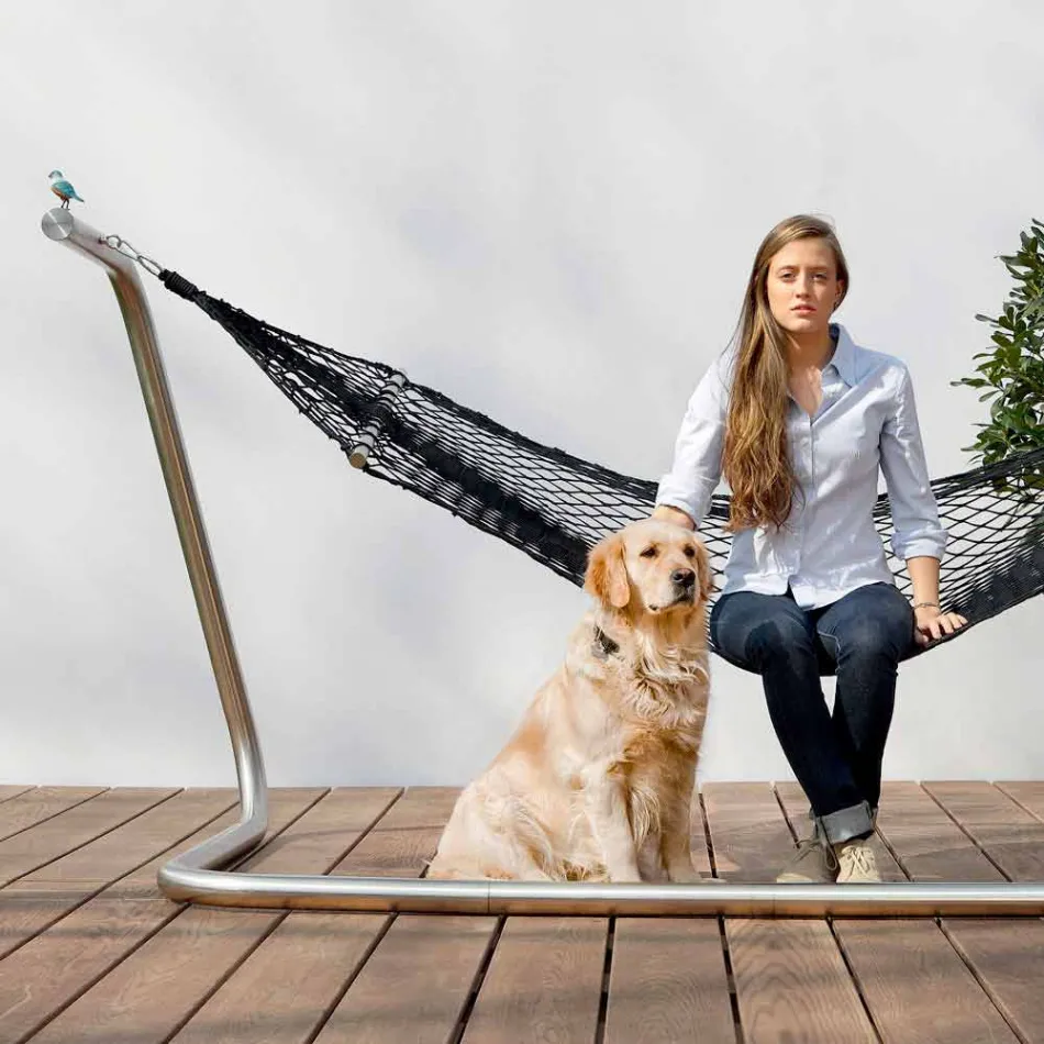 Amaca in Acciaio e Rete Nera da Giardino di Design Made in Italy - Cumberland Viadurini
