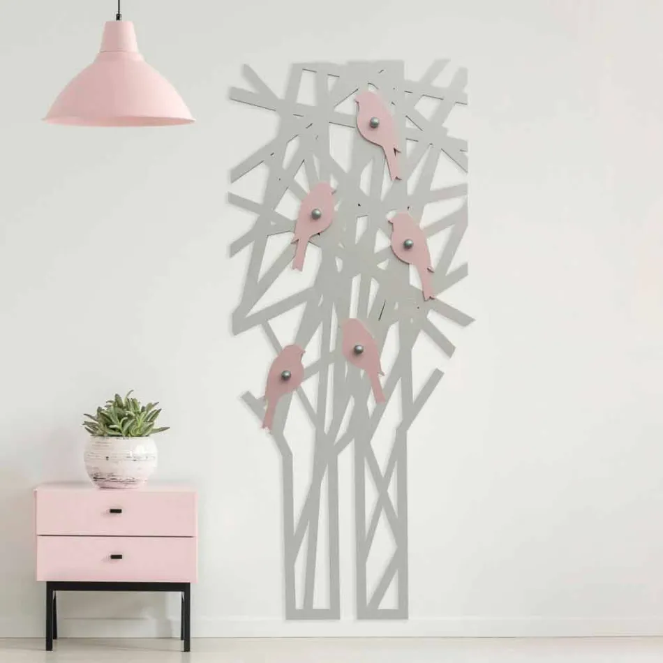 Appendiabiti da Muro in Legno Colorato dal Design Moderno - Alberuccell Viadurini