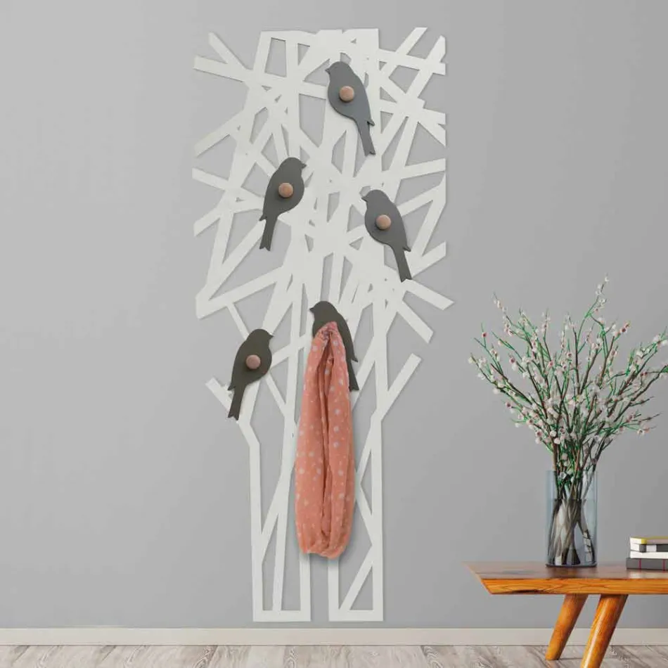 Appendiabiti da Muro in Legno Colorato dal Design Moderno - Alberuccell Viadurini